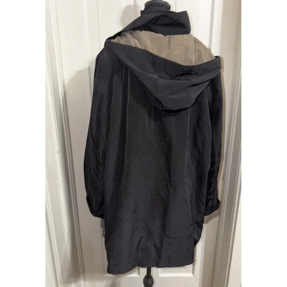 NWT Fleet Street Black Coat‎ Plus 2X Removable Hood Liner Zip Button Women